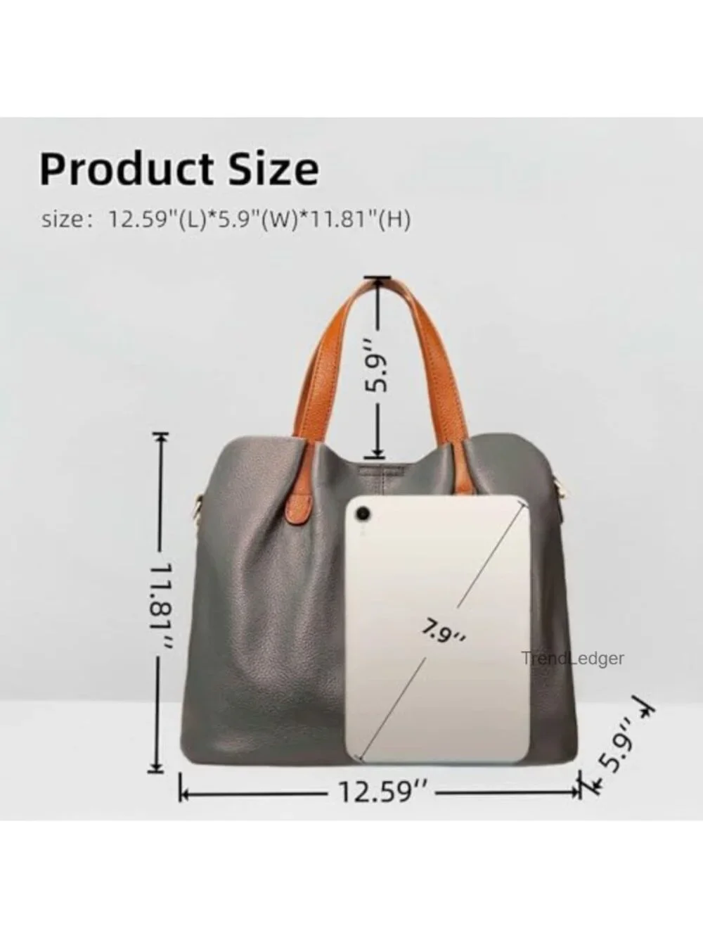 Genuine Leather Satchel Tote Bag for Women with Detachable Pouch